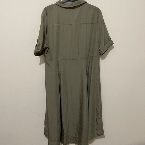 ECI New York Short Sleeve Dress Utility High Low Size XL Olive NWT - Picture 2 of 8
